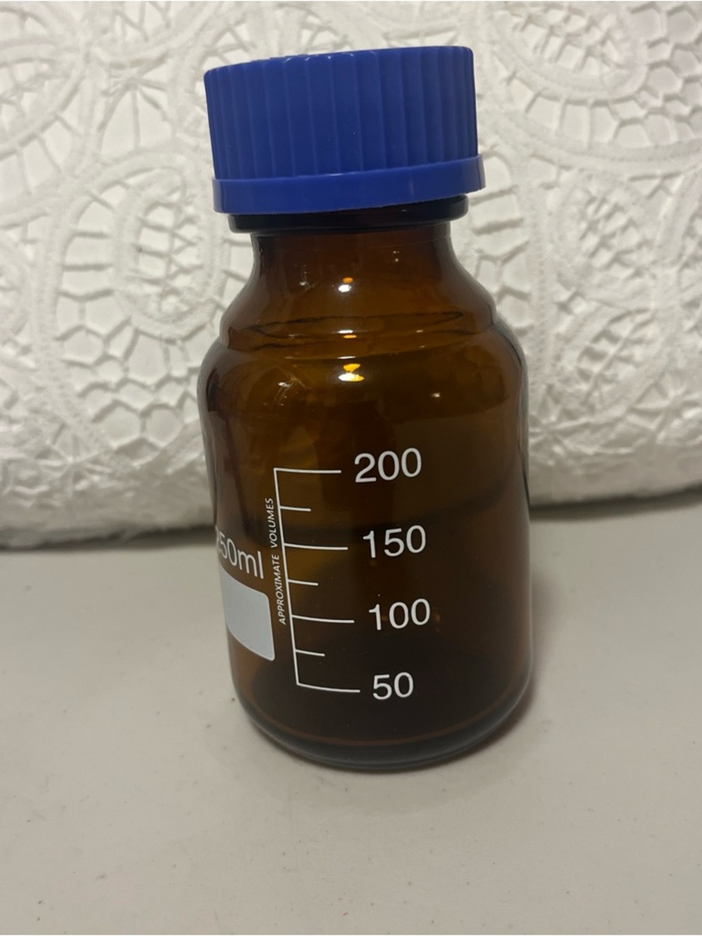 Amber Glass Reagent Bottle with Blue Screw Cap 5 total